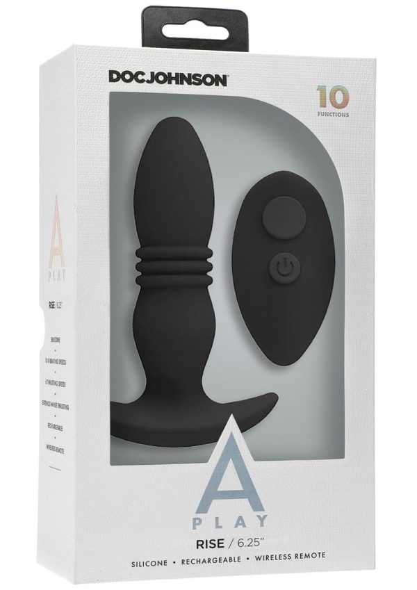 A-Play Rise Silicone Rechargeable Anal Plug with Remote Control - Black