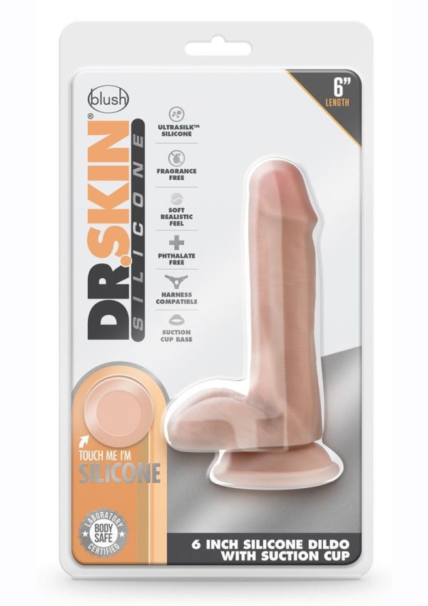 Dr. Skin Platinum Collection Dr. Daniel Silicone Dildo with Balls and Suction Cup 6in - Vanilla