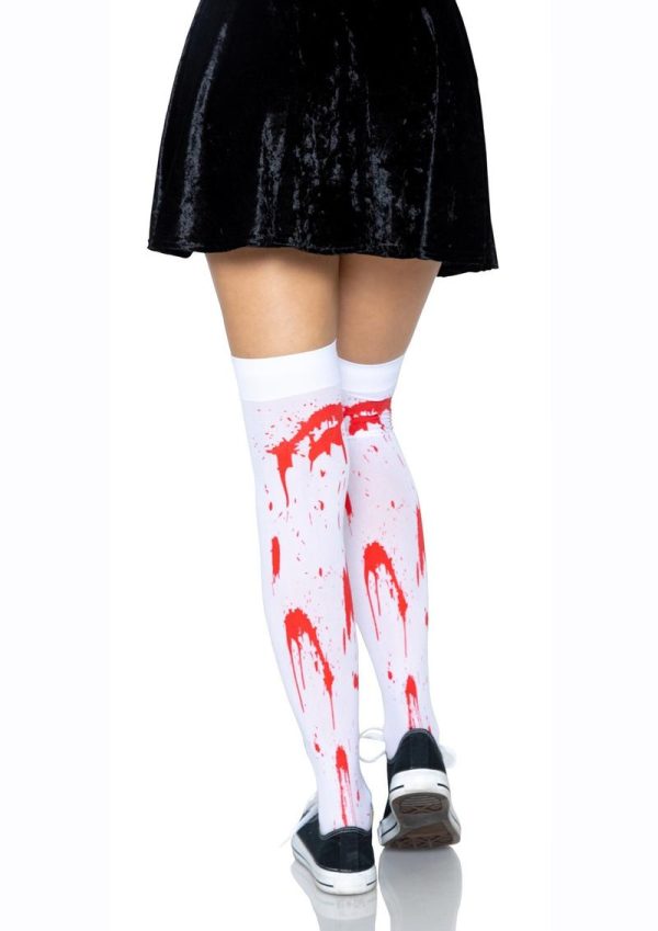 Leg Avenue Bloody Zombie Thigh High - O/S - White/Red