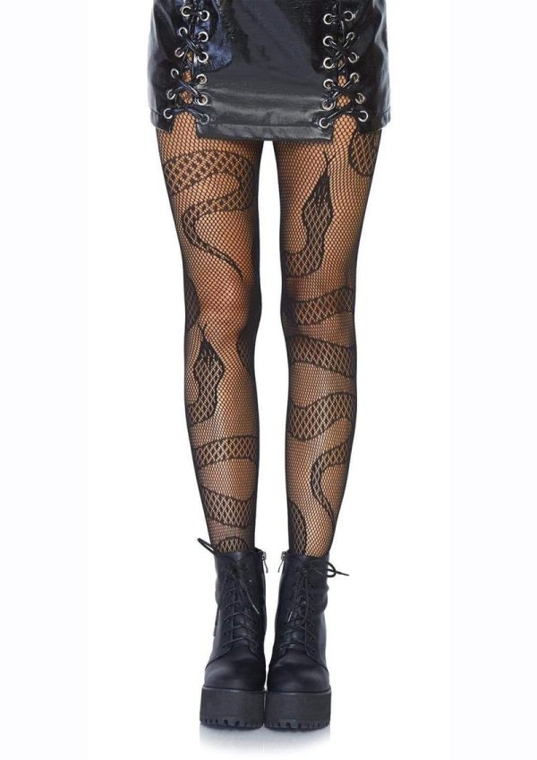 Leg Avenue Snake Net Tights - O/S - Black