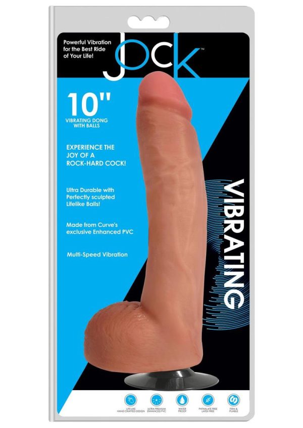 JOCK Vibrating Dildo with Balls 10in - Vanilla