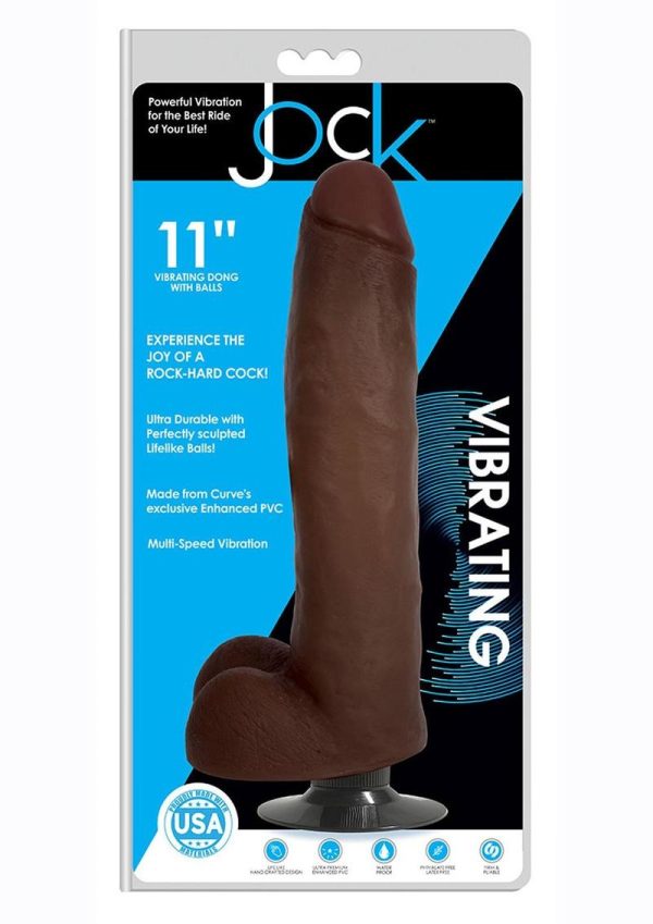 JOCK Vibrating Dildo with Balls 11in - Chocolate