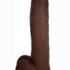 JOCK Vibrating Dildo with Balls 11in - Chocolate