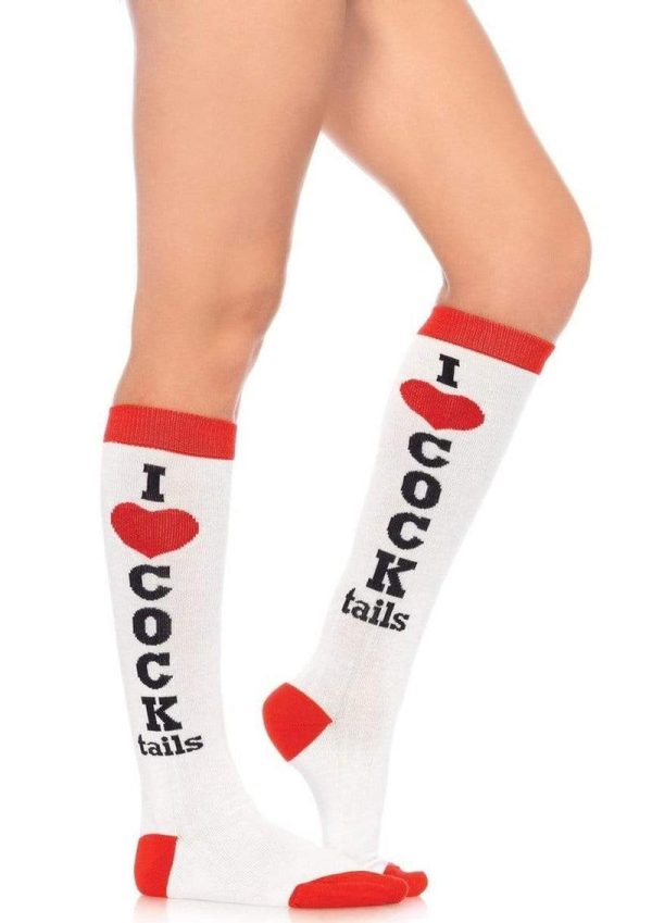 Leg Avenue Cocktails Knee Socks - O/S - White/Red