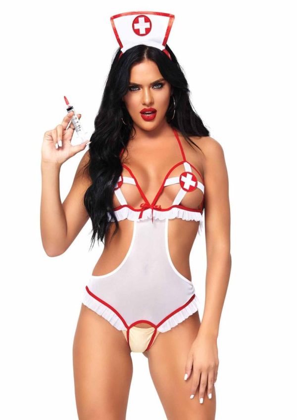 Leg Avenue Naughty Nurse Set (2 piece) - O/S - White/Red