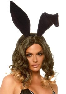 Leg Avenue Bendable Velvet Bunny Ears - O/S - Black