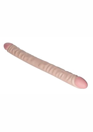 Vanilla Duo Veined Double Dildo 18in - Vanilla