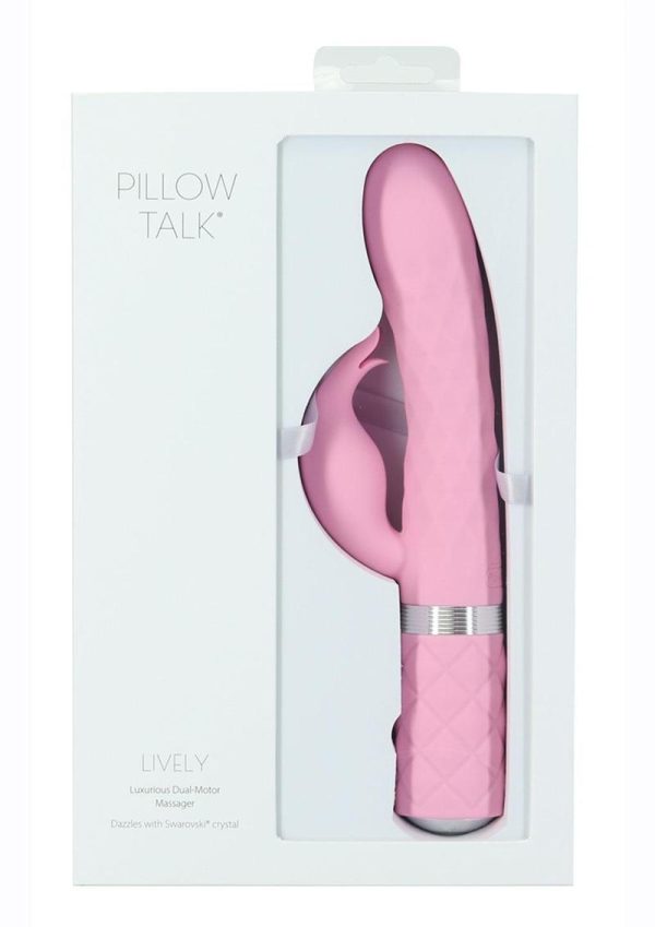 Pillow Talk Lively Silicone Rechargeable Dual Motor Massager with Swarovski Crystal - Pink