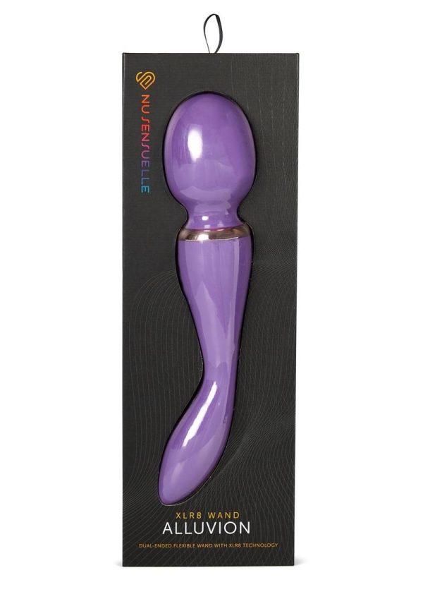 Nu Sensuelle XLR8 Alluvion Silicone Rechargeable Wand Massager - Purple/ Rose Gold