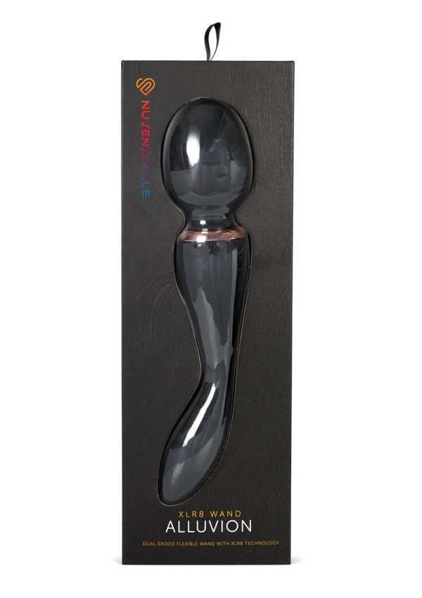 Nu Sensuelle XLR8 Alluvion Silicone Rechargeable Wand Massager - Black/ Rose Gold