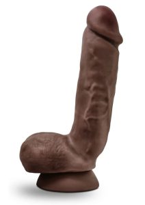 Dr. Skin Glide Gold Collection Self Lubricating Dildo with Balls 8.5in - Chocolate