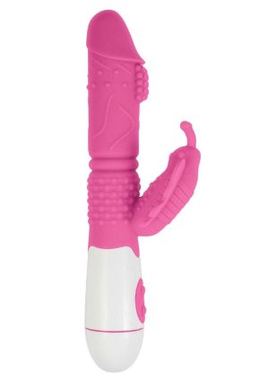 Lotus Sensual Massager #4 Silicone Rabbit Vibrator - Pink/White