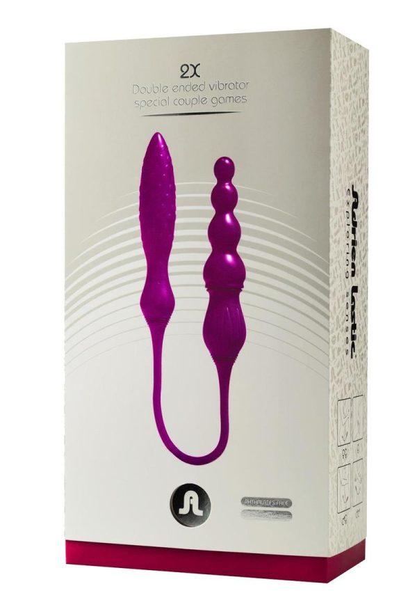 2X Rechargeable Silicone Double Vibrator with Remote Control - Purple