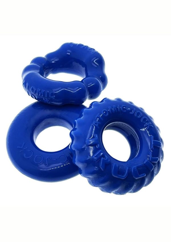 Oxballs Bonemaker Cock Ring Kit (3 pack) - Pool Blue