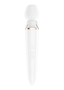 Satisfyer Double Wand-er Rechargeable Silicone Waterproof Massager with Attachment - White