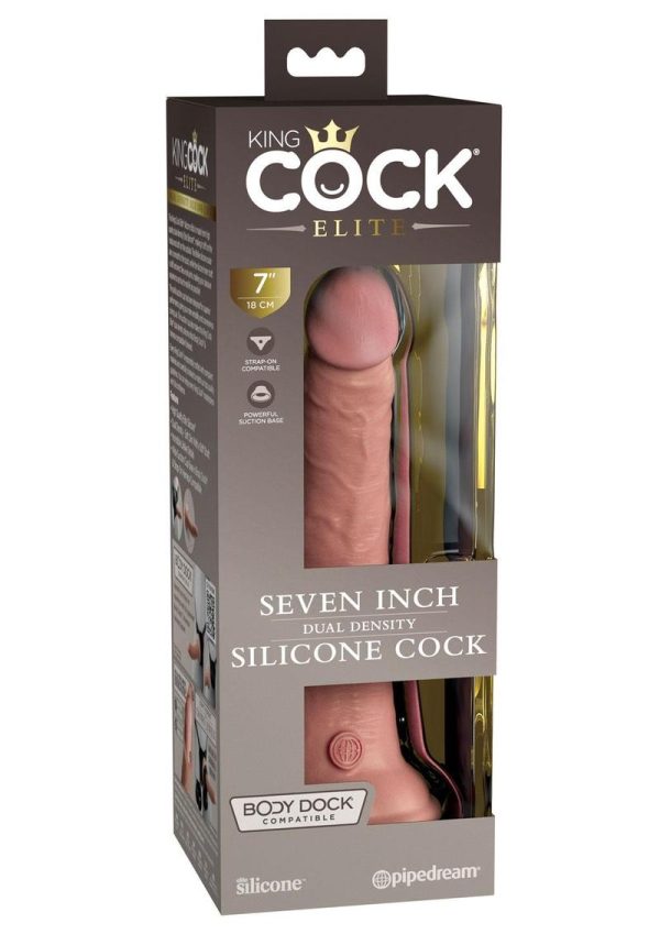 King Cock Elite Dual Density Silicone Dildo 7in - Vanilla