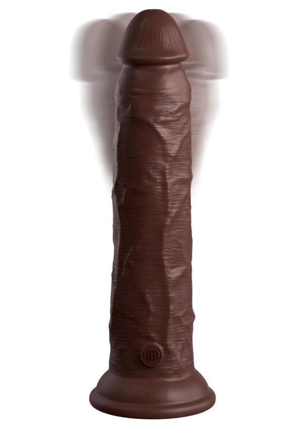 King Cock Elite Dual Density Vibrating Rechargeable Silicone Dildo with Remote Control Dildo 9in - Chocolate