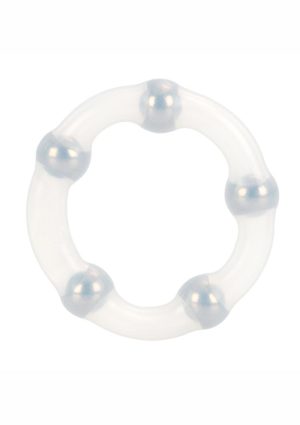 Metallic Bead Ring Silicone Cock Ring - Clear