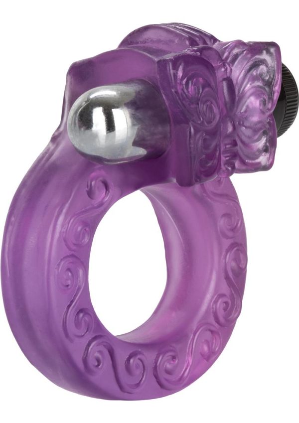 Intimate Butterfly Ring Vibrating Cock Ring with Clitoral Stimulation - Purple