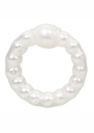 Pearl Beaded Prolong Silicone Cock Ring - White