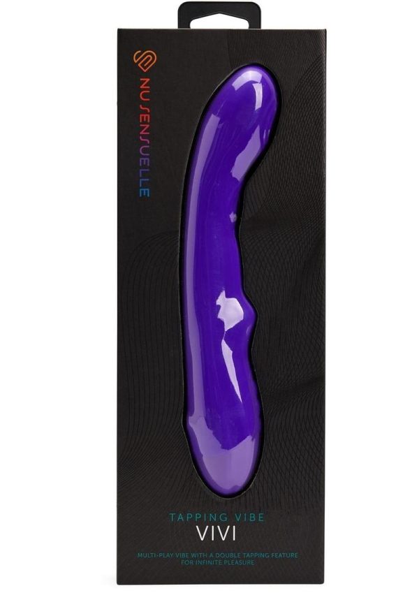 Nu Sensuelle Vivi Rechargeable Silicone Double Tapping Vibrator with Clitoral Stimulation - Deep Purple