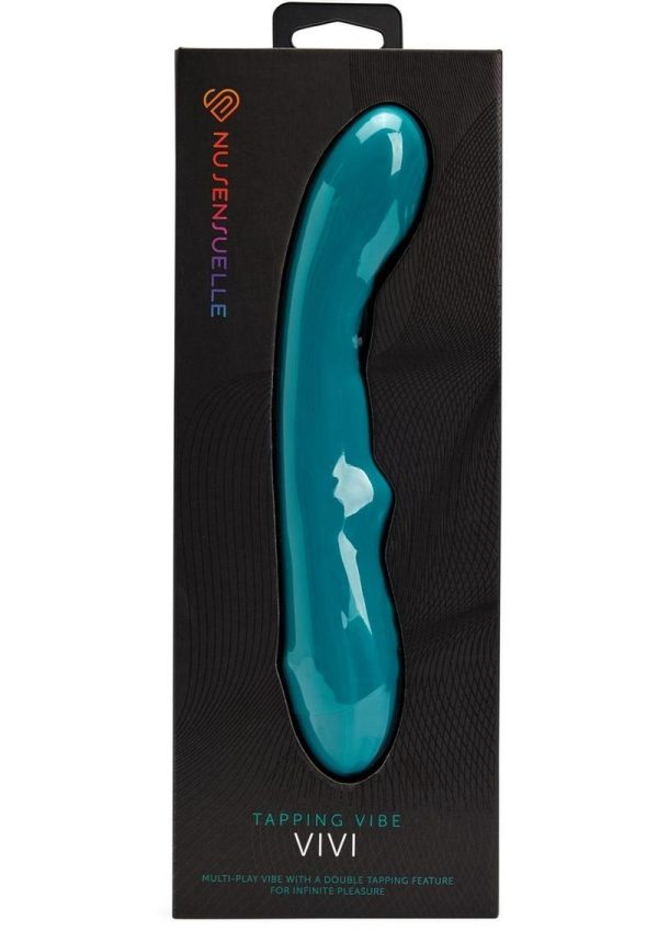 Nu Sensuelle Vivi Rechargeable Silicone Double Tapping Vibrator with Clitoral Stimulation - Emerald Green