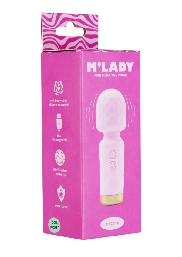 M`Lady Rechargeable Silicone Mini Vibrating Wand - Pink