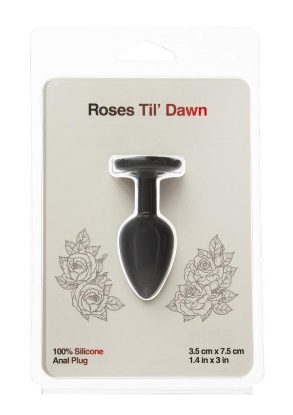 Roses Til Dawn Silicone Butt Plug - Small - Black