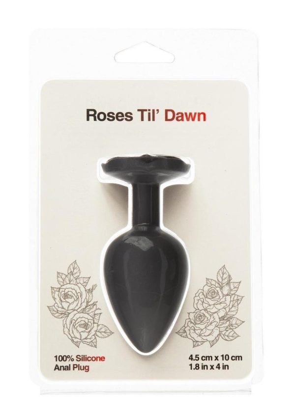 Roses Til Dawn Silicone Butt Plug - Large - Black