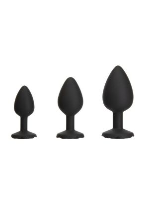 Roses Til Dawn Silicone Butt Plug Set (3 Piece) - Black