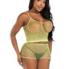 Leg Avenue Twist Net Tank Top and Boy Shorts (2 Piece) - O/S - Lime