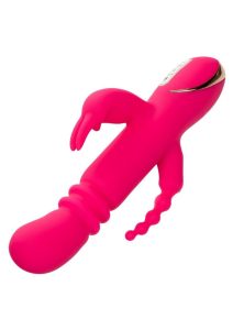 Jack Rabbit Signature Heated Rechargeable Silicone Triple Fantasy Rabbit Vibrator - Pink