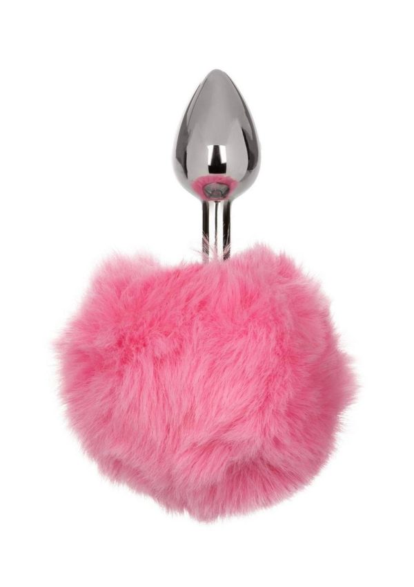 Running Wild Faux Fur Bunny Tail and Metallic Anal Plug - Pink