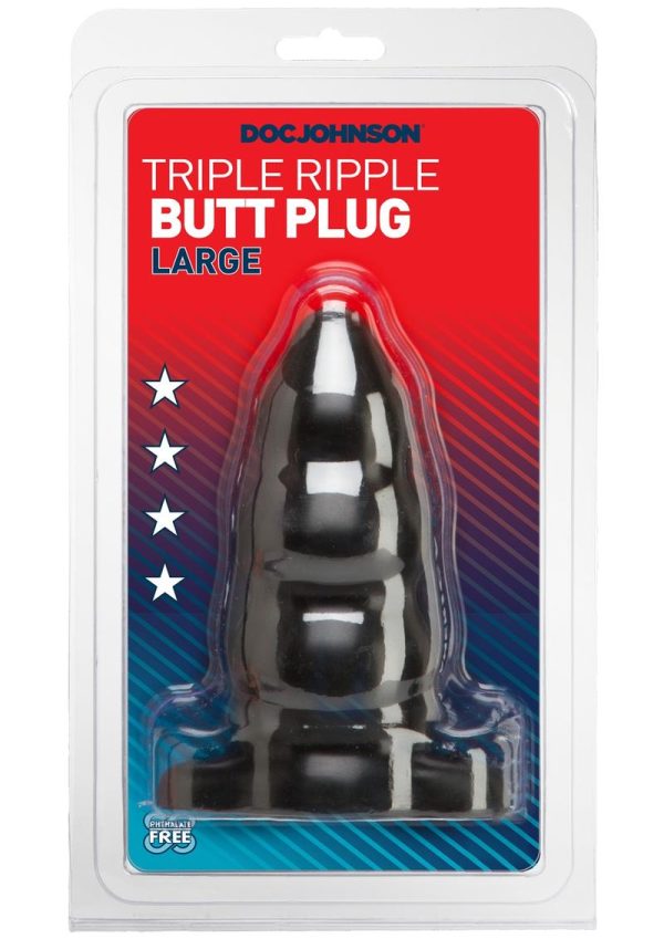 Triple Ripple Butt Plug - Large - Black