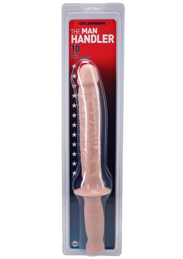 Classic The Manhandler with Handle Dildo 10in - Vanilla