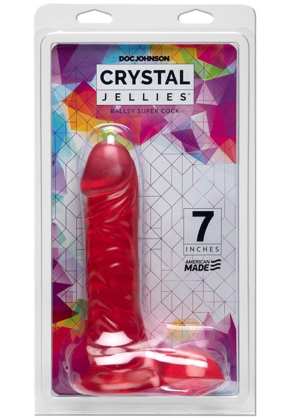 Crystal Jellies Ballsy Super Dildo 7in - Pink