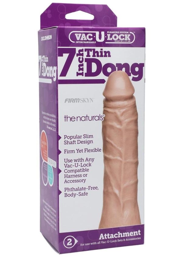 Vac-U-Lock The Naturals Thin Dildo 7in - Vanilla