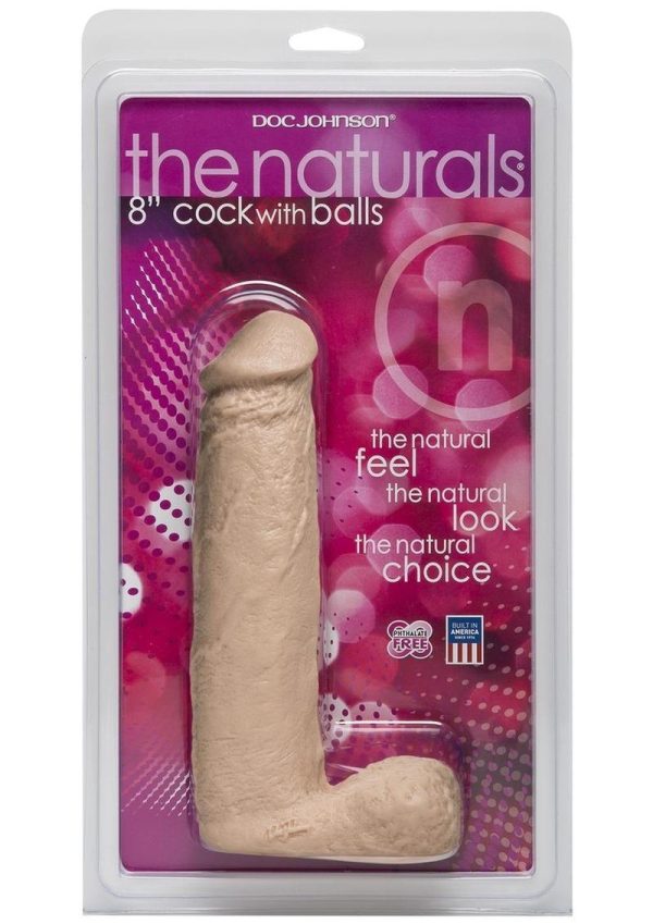 The Naturals Dildo with Balls 8in - Vanilla