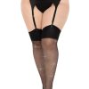 Leg Avenue Wide Top Rhinestone Spandex Sheer Stockings - 1X-2X - Black