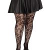Leg Avenue Seamless Chantilly Floral Lace Tights - 1X-2X - Black