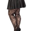 Leg Avenue Seamless Chantilly Floral Lace Tights - 1X-2X - Black