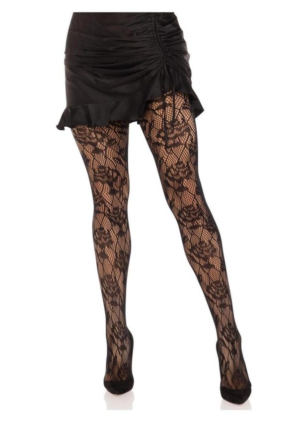 Wild Rose Net Tights - O/S - Black