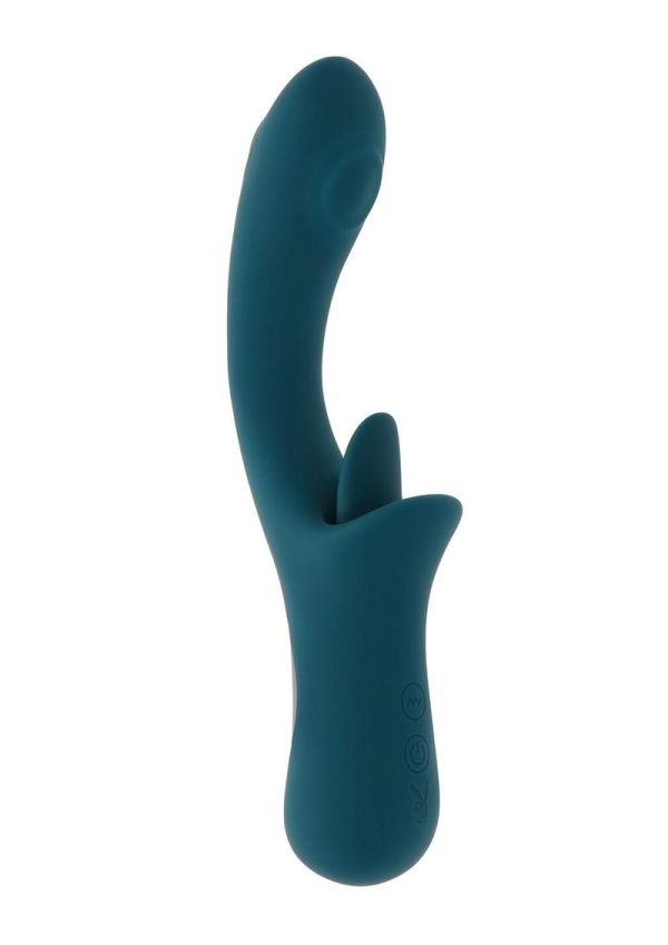 Playboy Harmony Rechargeable Silicone Vibrator with Clitoral Stimulator - Green