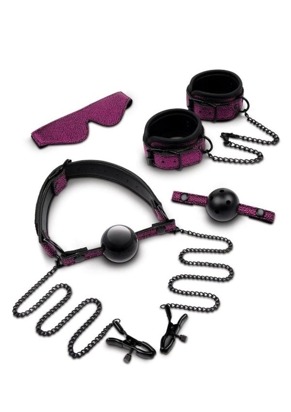 WhipSmart Dragon`s Lair Dragonskin Bondage Set (5 Piece) - Black/Purple