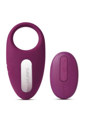 Svakom Winni Silicone Rechargeable Clitoral Stimulator Couple`s Ring with Remote - Purple