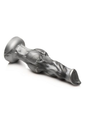 Night Prowler Silicone Dildo - Large - Silver/Black