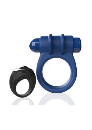 Screaming O Switch Remote Controlled Silicone Rechargeable Vibrating Ring - Blue