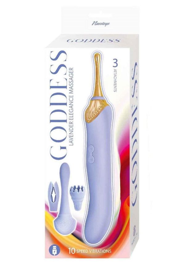 Goddess Lavender Elegance Rechargeable Silicone Dual End Massager - Lavender