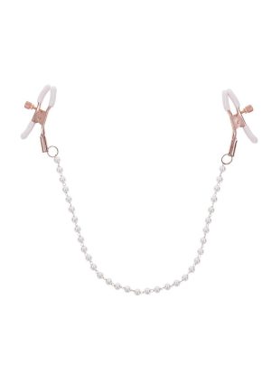 Sex and Mischief Peaches `n CreaMe Pearl Nipple Clamps - Ivory/Rose Gold