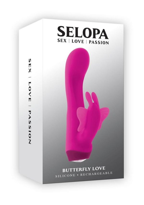 Selopa Butterfly Love Rechargeable Silicone Dual Vibrator - Pink